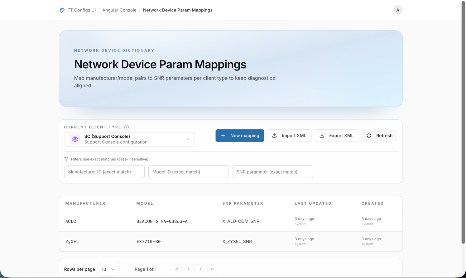 Network Device Param Mappings: main screen (placeholder)