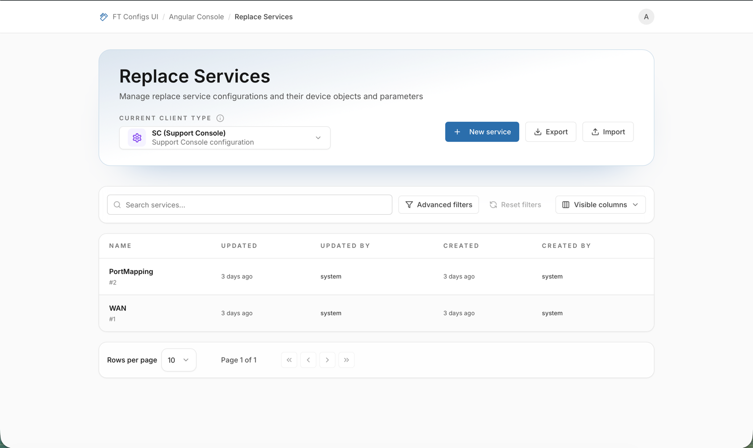 Replace Services: list, details sheet, and dry-run preview (placeholder)