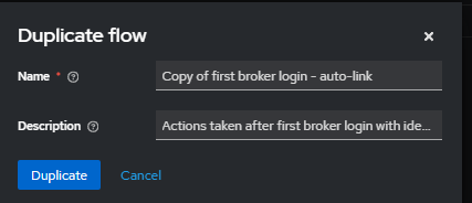 Keycloak — Duplicate dialog