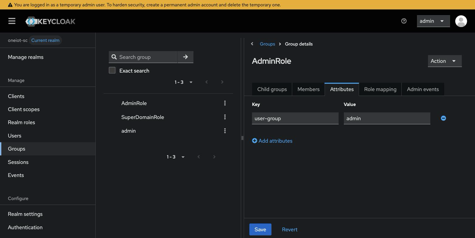 Group AdminRole — attribute user-group with value admin