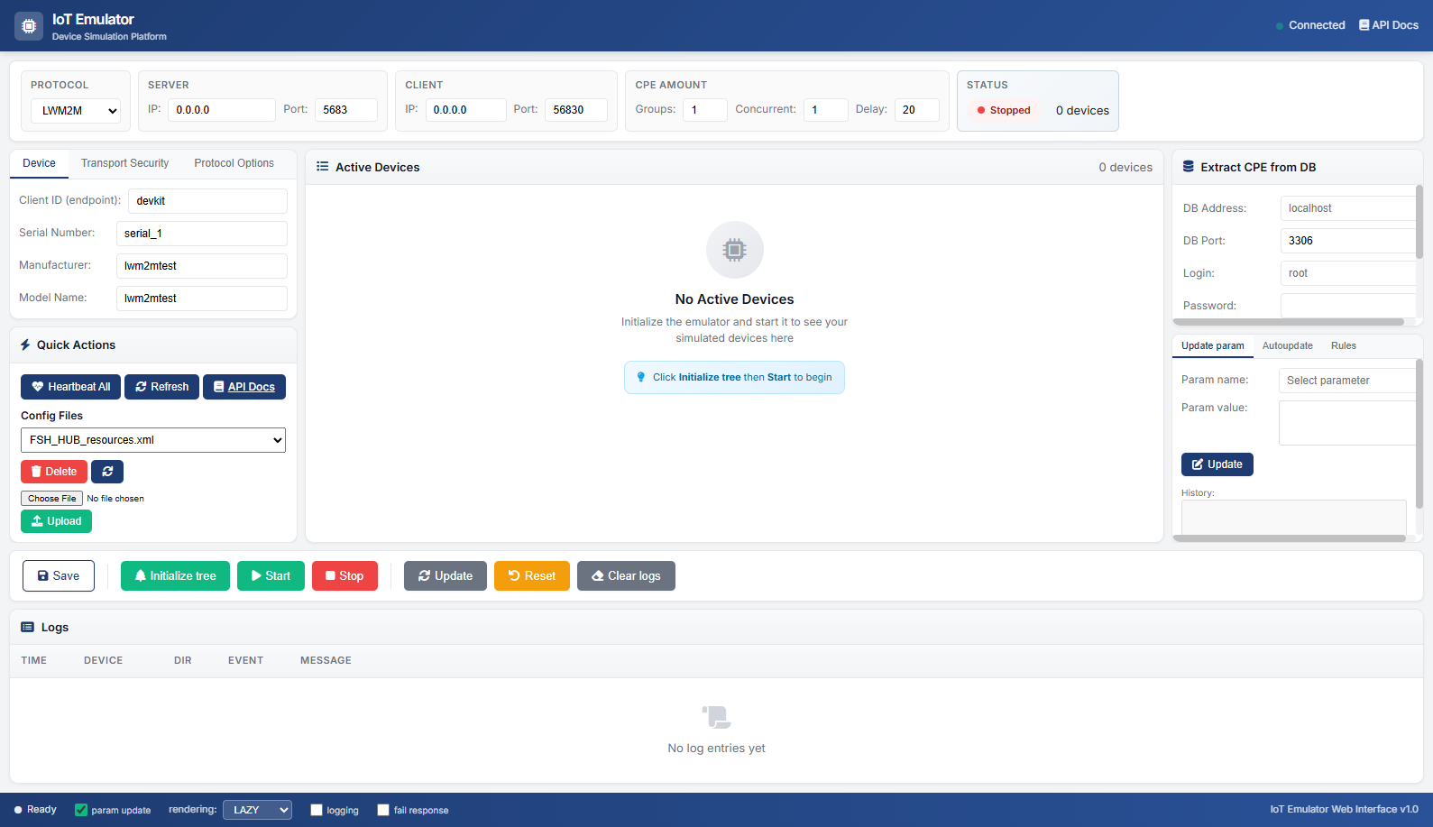 IoT Emulator Web Interface