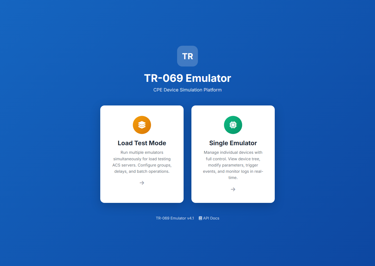 TR-069 Emulator — landing page